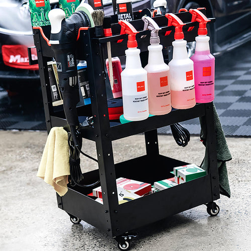 Maxshine Premium Rolling Detailing Utility Steel Cart Action